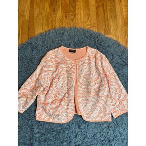 Bob Mackie Pale Orange Embellished Cardigan Jacket Size XL